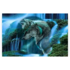 Diamond Painting 5D Wolf en waterval
