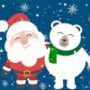 Kleine kerstman en kleine ijsbeer