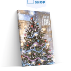 Diamond Painting Versierde kerstboom in de sneeuw - SEOS Shop ®