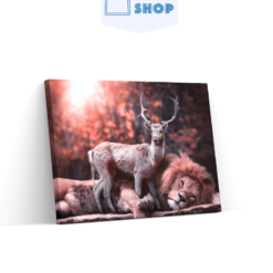 Diamond Painting Hert ligt op leeuw - SEOS Shop ®