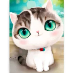 Diamond Painting Kitten met grote turquoise ogen - SEOS Shop ®