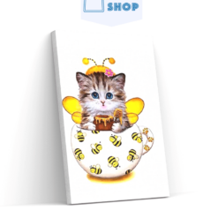 Diamond Painting Kitten met bijen beker - SEOS Shop ®