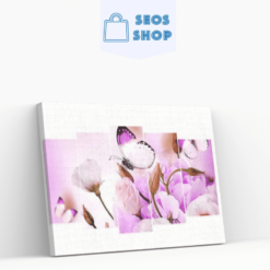Diamond Painting Vlinder op bloem met roze tint 5 luik - SEOS Shop ®