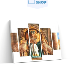 Diamond Painting Cleopatra met luipaarden 5 luik - SEOS Shop ®