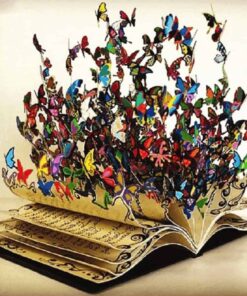 Gekleurde vlinders in een boek - Interieur Diamond Painting