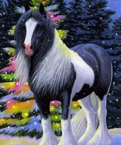 Paarden in de sneeuw - Diamond painting