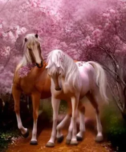Liefdevolle paarden - Diamond painting