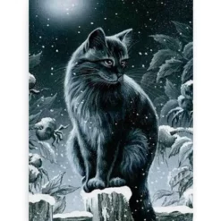 Diamond Painting Winter zwarte kat - SEOS Shop ®