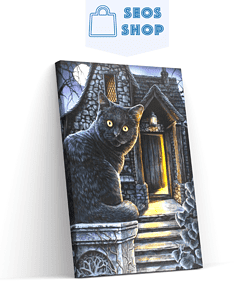 Diamond Painting Zwarte kat met groene ogen – SEOS Shop ®