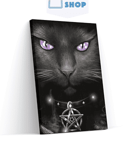 Diamond Painting Zwarte kat en paarse ogen – SEOS Shop ®