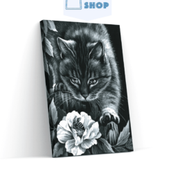 Diamond Painting Zwarte kat met bloem en bij – SEOS Shop ®