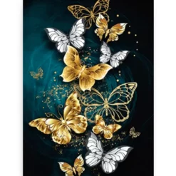 5D Diamond Painting Witte en gouden vlinders - SEOS Shop ®
