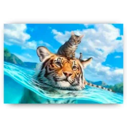 Diamond Painting - Kat en tijger in zee - SEOS®