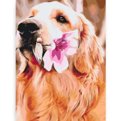 Diamond Painting - Labrador met bloem - SEOS®