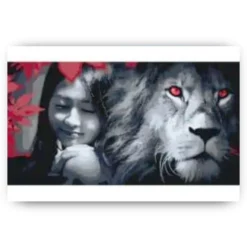 Diamond Painting - Rode ogen van een leeuw - SEOS®