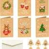 36 Diamond Painting Kerstkaarten - 36 Stuks - Vrolijk Kerstfeest-kaarten met 36 enveloppen en 36 sluitzegels Set 2 - 10.5 x 14 cm - SEOS®